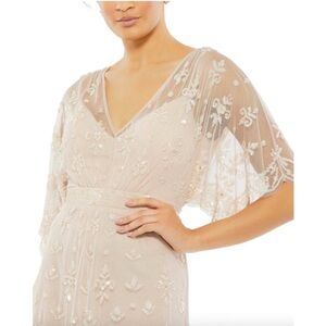 MAC DUGGAL Dress Size 8 Evening Gown Sequin Blush Pink NEW V Neck Flutter Sleeve